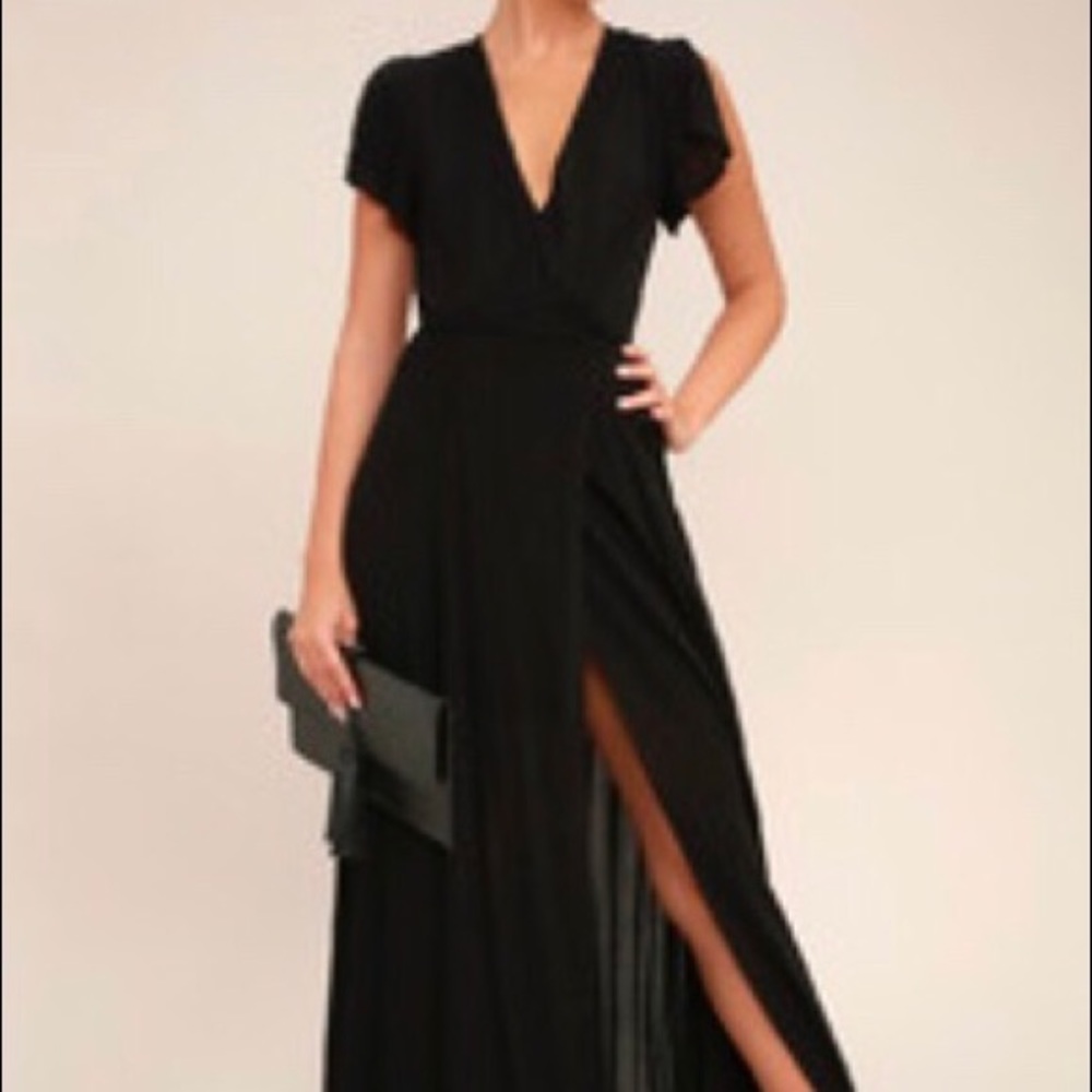 Heart of Marigold Black Wrap Maxi Dress from Lulus
